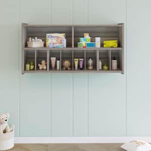 46 in. Diaper Wall Storage, Baby Diaper Changing Supplies Organizer, 2-Large and 8-Small Compartments (Shadow Elm Gray)