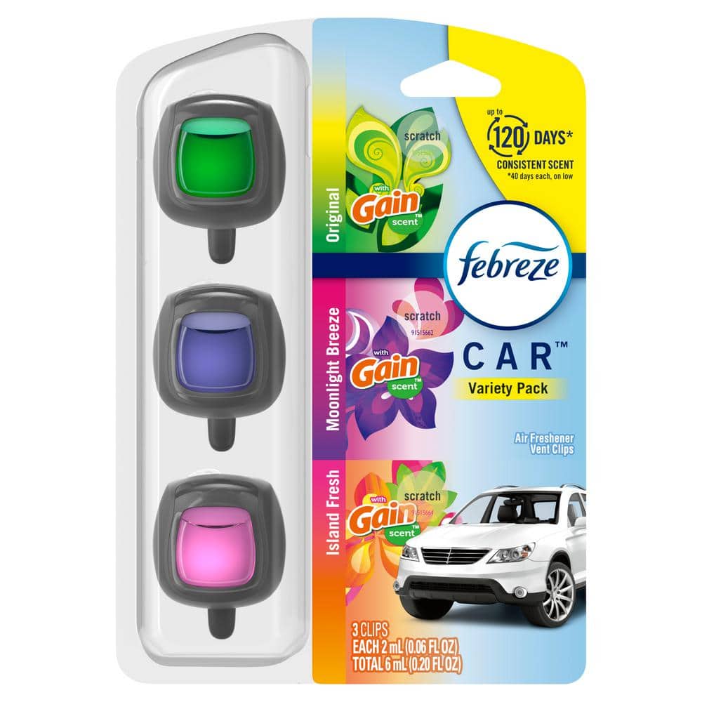 Febreze Car Vent Clip 0.06 oz. Variety, Original, Moonlight Breeze