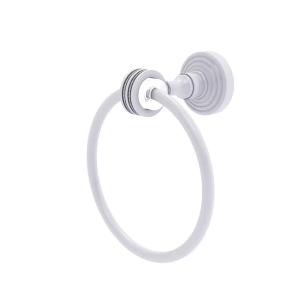 Allied Brass Pacific Grove Wall Mounted Towel Ring in Matte White with Dotted Accents