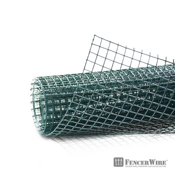 Fencer Wire 1/2 in. x 2 ft. x 8 ft. 19 Gauge Hardware Cloth, Green Vinyl Coated Welded Fence Mesh for Home and Garden
