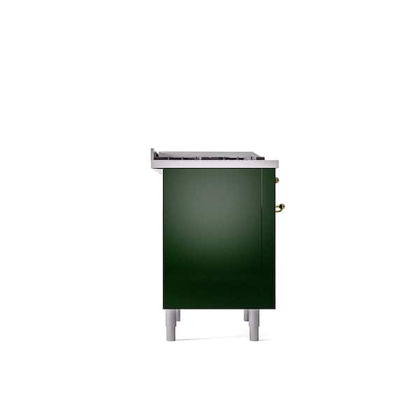 Nostalgie II 36 in. Dual Fuel Liquid Propane Range with 6-Burners, Griddle, Brass Trim in Emerald Green