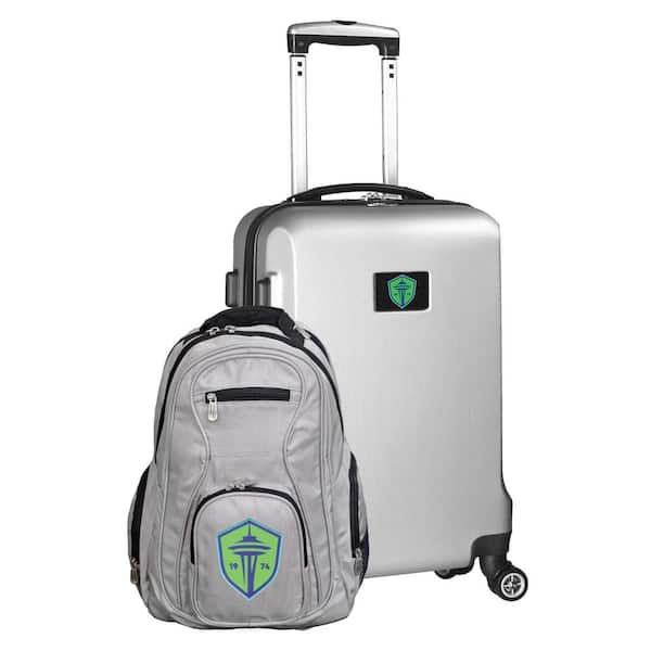 Mojo Seattle Sounders FC 21 in. Deluex 2-Piece Backpack and Carry-on Set- Silver