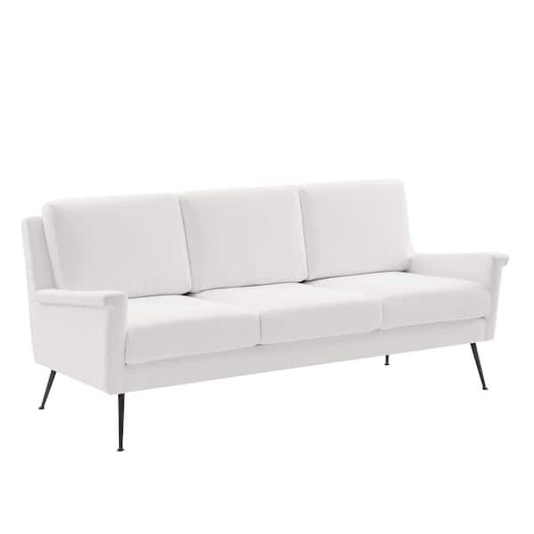 Chesapeake 76.5 White Fabric 3-Seater Sloped Arm Sofa with Removable Cushions