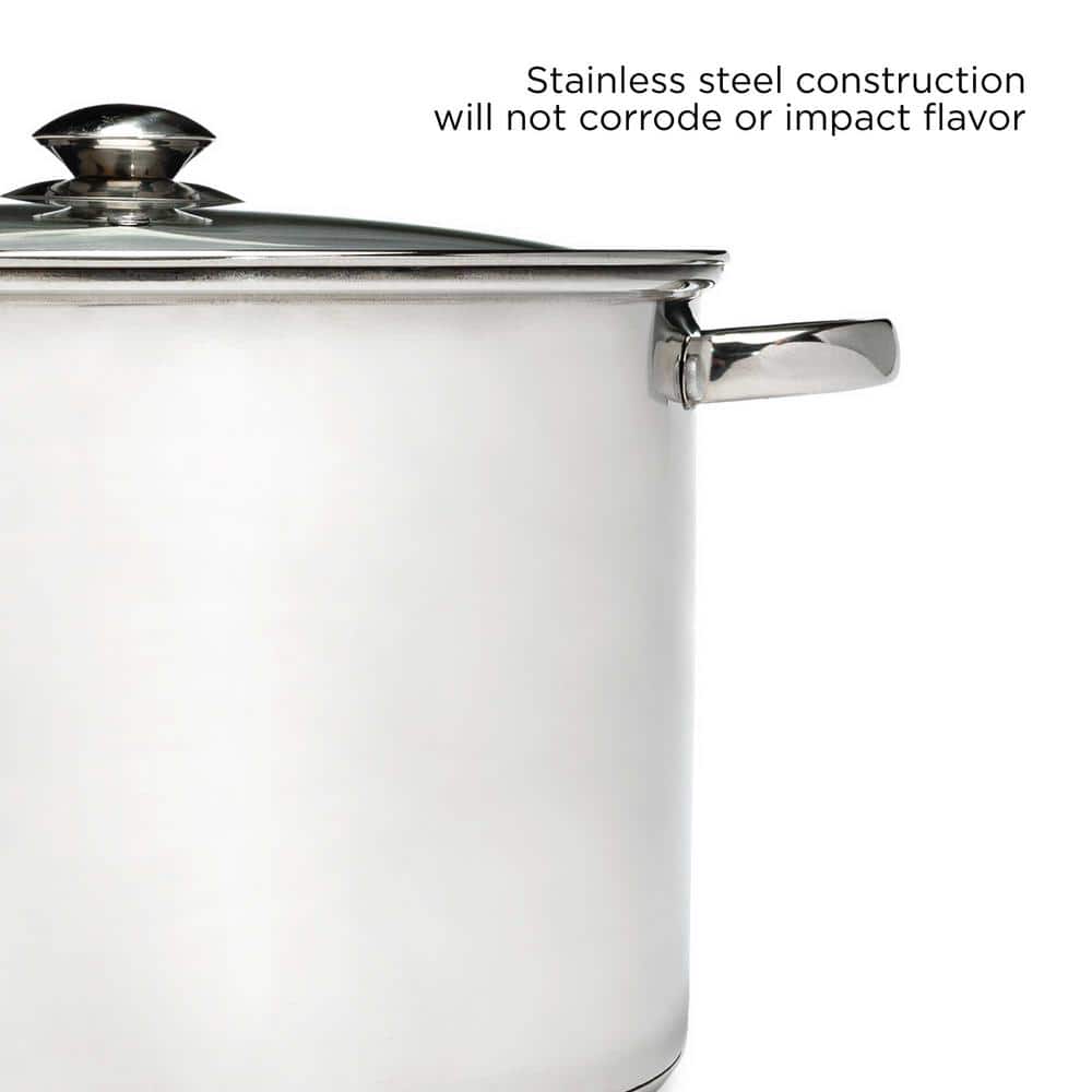 12-Quart Polished Stainless Steel Stock Pot with Lid