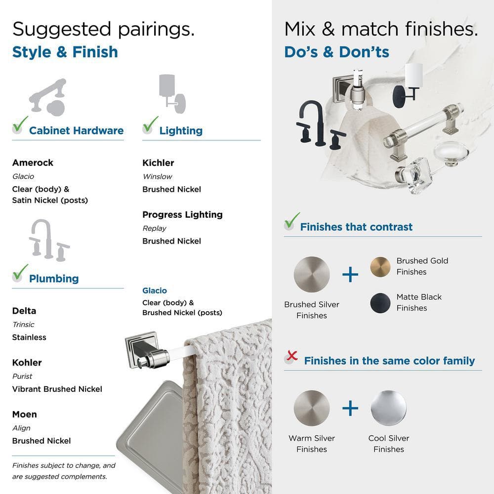 Clear and Brushed Nickel 18-Inch Wall Mounted Towel Bar
