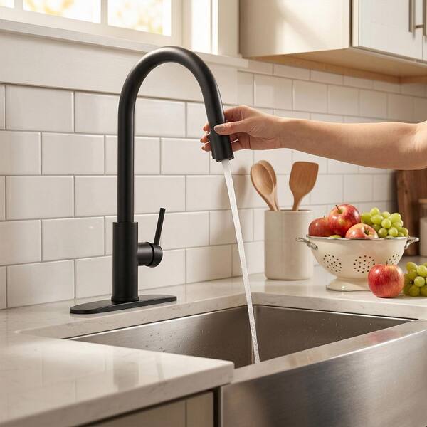 ATKING Single Handle Pull Down Sprayer Kitchen Faucet with 2-Mode