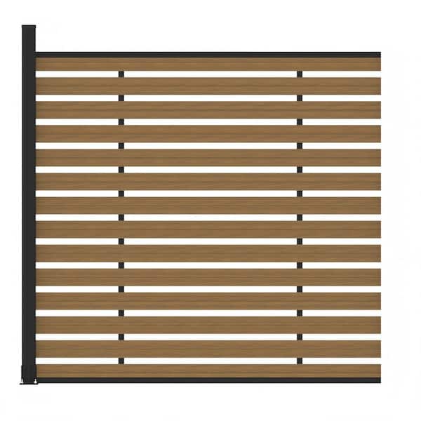 Outdoor Lattice 6 ft. H x 6 ft. W Waterproof Brown Composite Fence Panel Kit with One Post