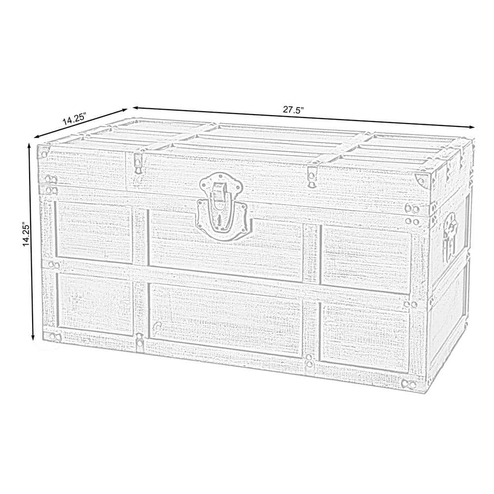 Medium Rustic Brown Wooden Storage Trunk with Latch
