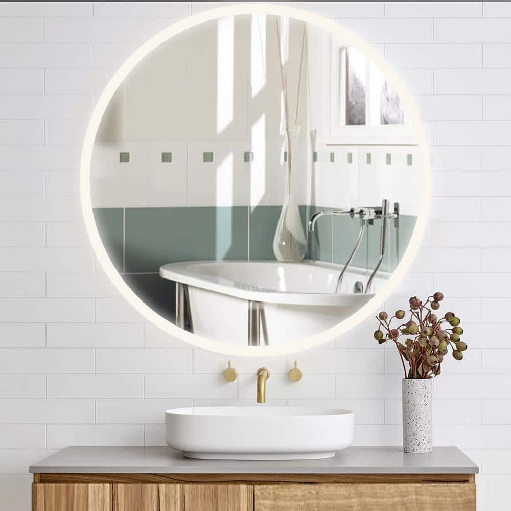 26 in. W x 26 in. H Medium Round Frameless Anti-Fog LED Light Wall Bathroom Vanity Mirror in White price history on PriceWatchPro
