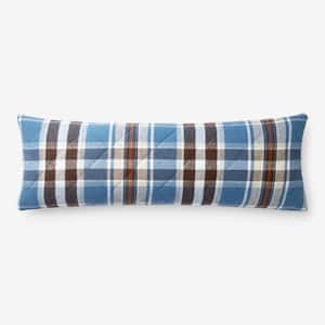 Storied Home Cotton Flannel Lumbar Pillow with Gingham Pattern and Fringe  DF5658 - The Home Depot