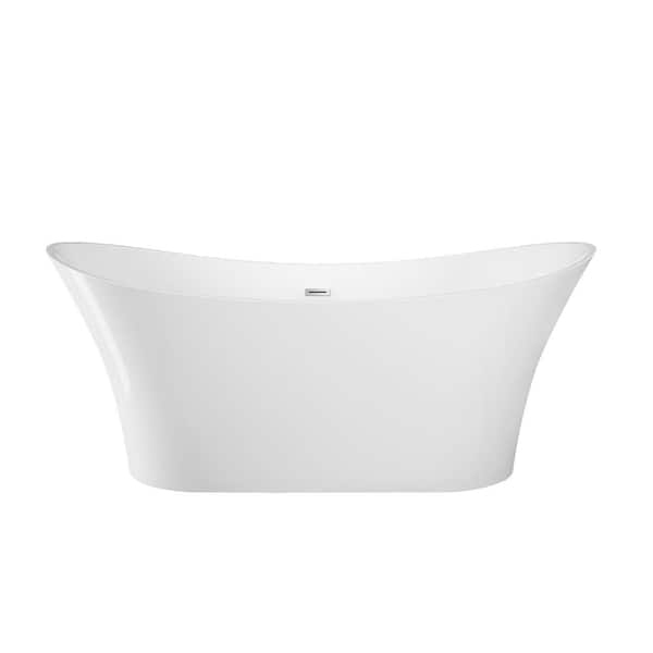 Barclay Products Noreen 69 in. Acrylic Double Slipper Flatbottom Non-Whirlpool Bathtub in White with Integral Drain in White