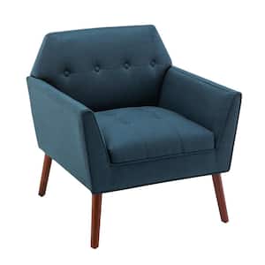 Take a Seat Andy Mid Century Dark Blue Fabric Upholstered Modern Accent Lounge Armchair