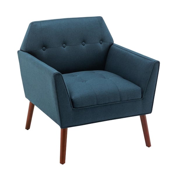Convenience Concepts Take a Seat Andy Mid Century Dark Blue Fabric Upholstered Modern Accent Lounge Armchair