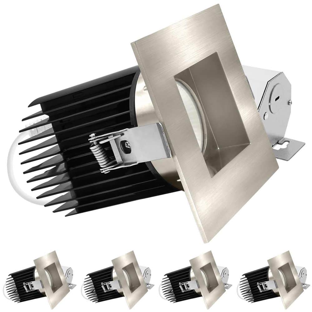 4 in. Integrated LED Trimless Regressed Spotlight with Square Brushed Nickel Trim 5CCT 60º, 22W, 1700LM Dimmable 4-Pack price history on PriceWatchPro