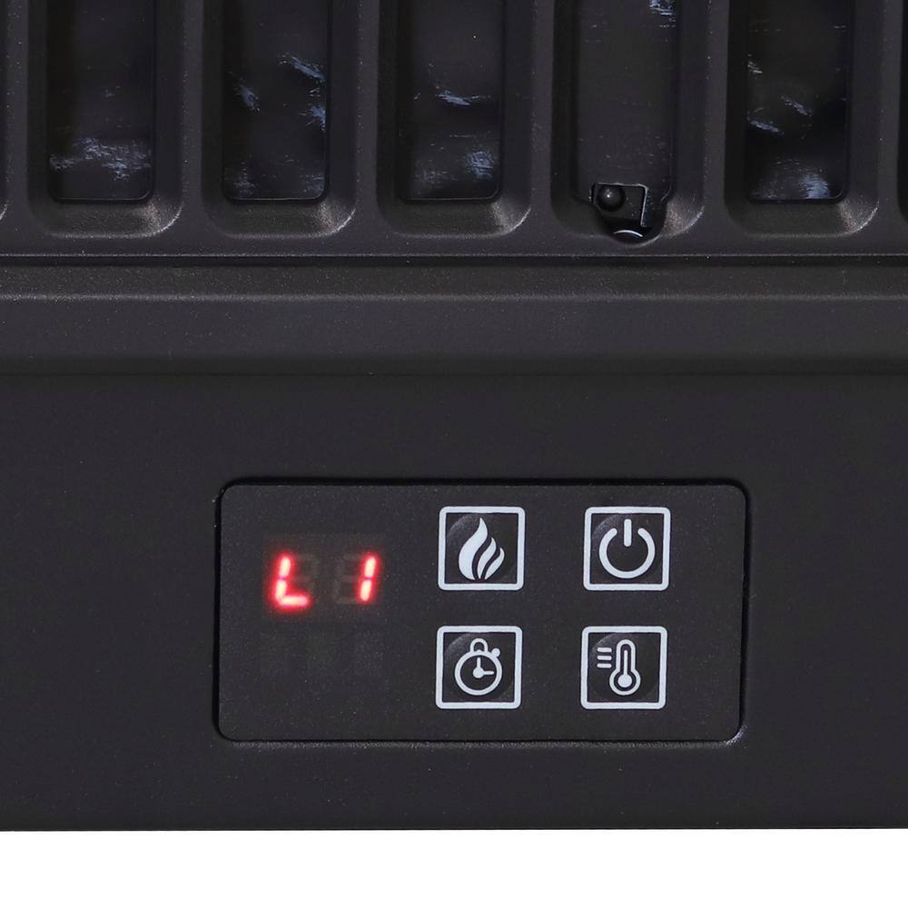 23'' Black Electric Log Fireplace Insert Heater with Remote