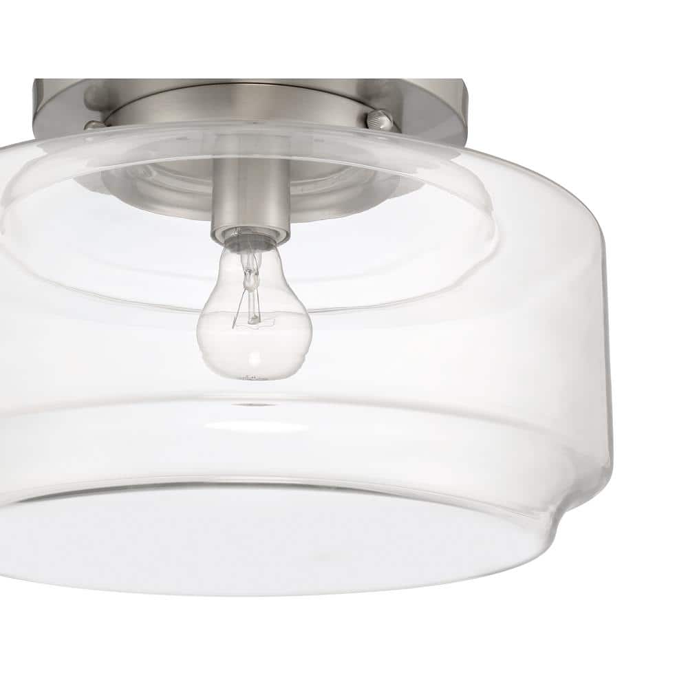 Peri 14" Clear Glass Drum Flush Mount in Brushed Polished Nickel