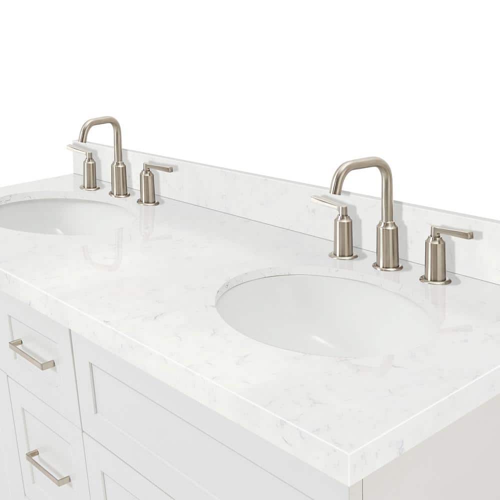Hamlet 60" White Freestanding Double Basin Vanity with Quartz Top