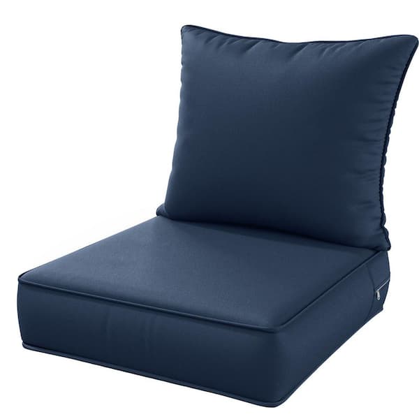 WNP 24 in. x 24 in. x 5 in. Square Outdoor Deep Seating Cushion Set Seat and Back Cushion for Lounge Chair Navy Blue