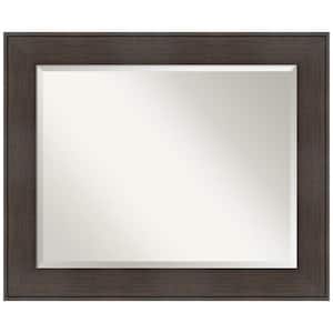 William Rustic Woodgrain 34.25 in. x 28.25 in. Rustic Rectangle Framed Espresso Bathroom Vanity Mirror