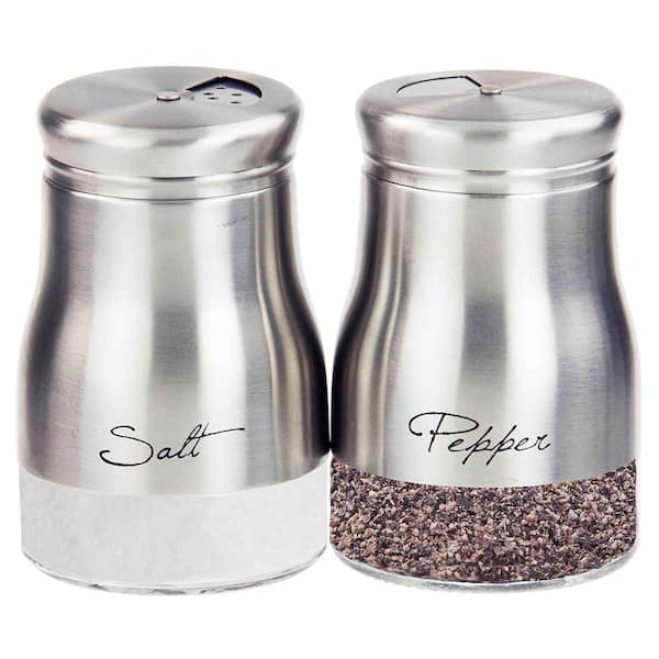 Stainless Steel Salt Pepper Grinder Tall Glass Sea Salt & Pepper