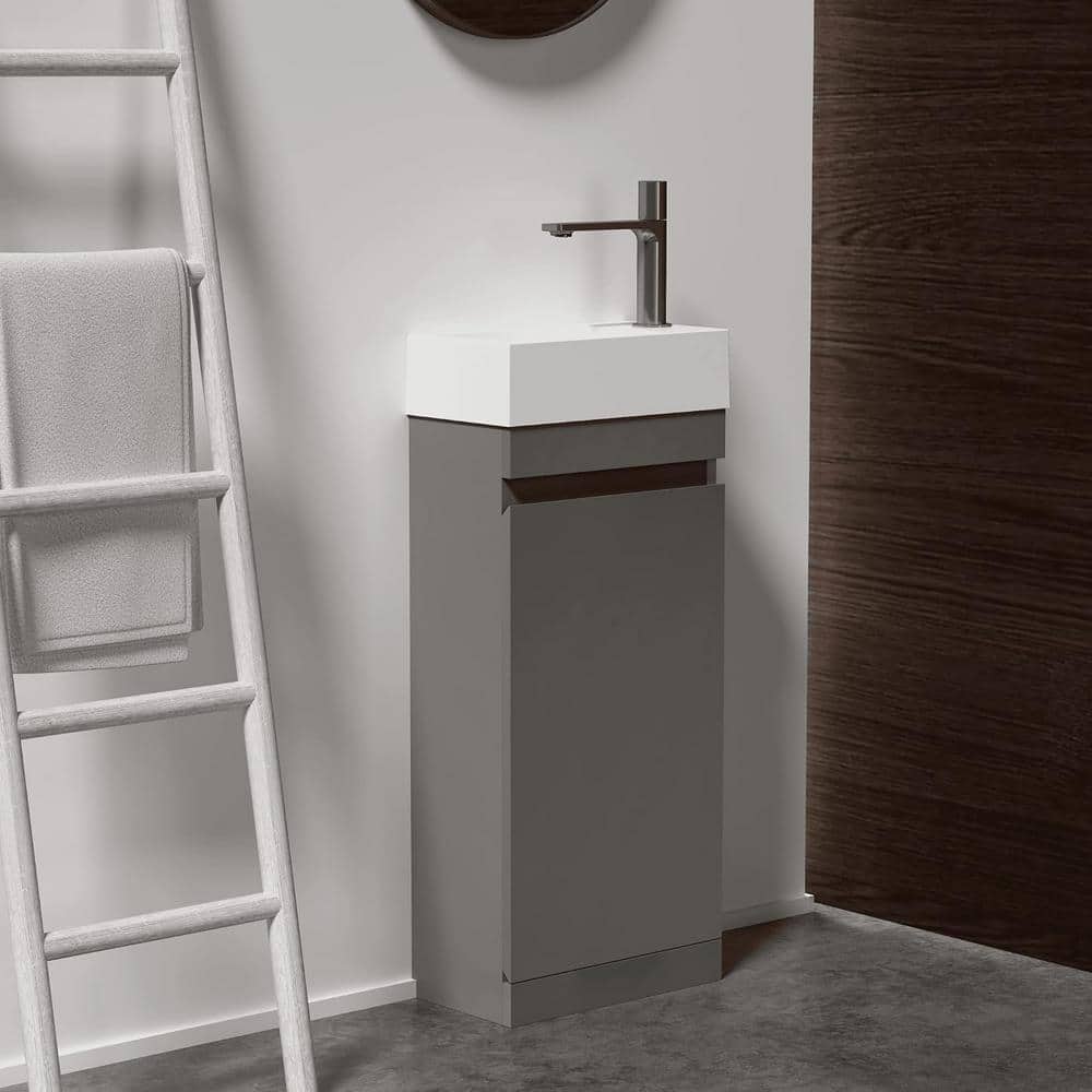 16 in. W x 9 in. D x 32 in. H Single Sink Freestanding Bathroom Vanity in G