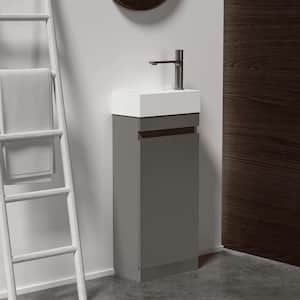16 in. W x 9 in. D x 32 in. H Single Sink Freestanding Bathroom Vanity in Grey with White Cultured Marble Top