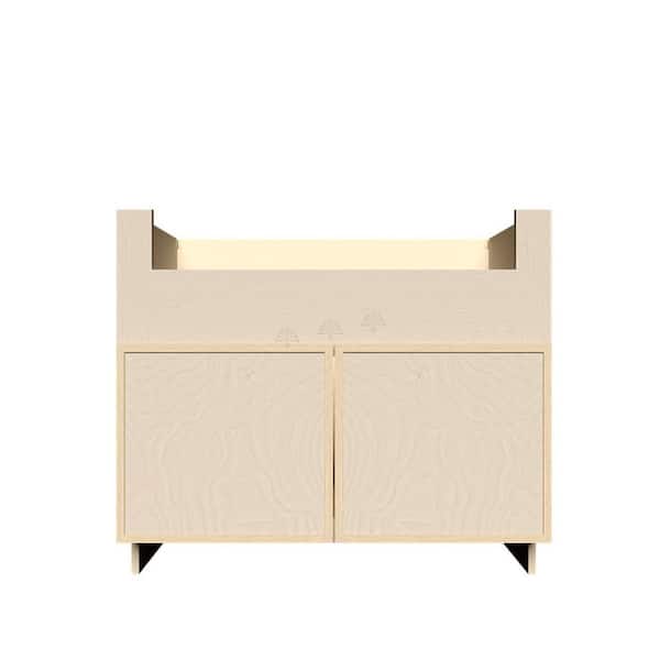 Slim Shaker Assembled 36 in. W x 34.5 in. H x 24 in. D Farm Sink Base Kitchen Cabinet in Natural Wood