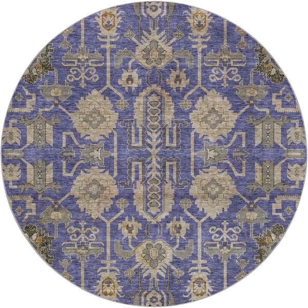 Dream Shag Premium Machine Washable Abstract ADS697 Aloe 8 ft. x 8 ft. Round Rug