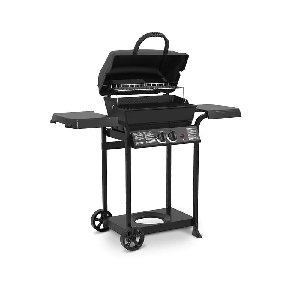 Huntington Black 2-Burner Propane Gas Grill with Side Shelves