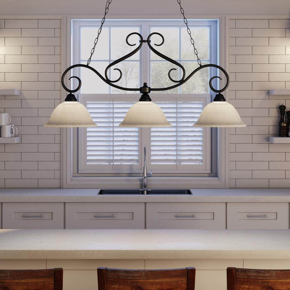 Castillo Textured Black Glass 3-Light Pendant