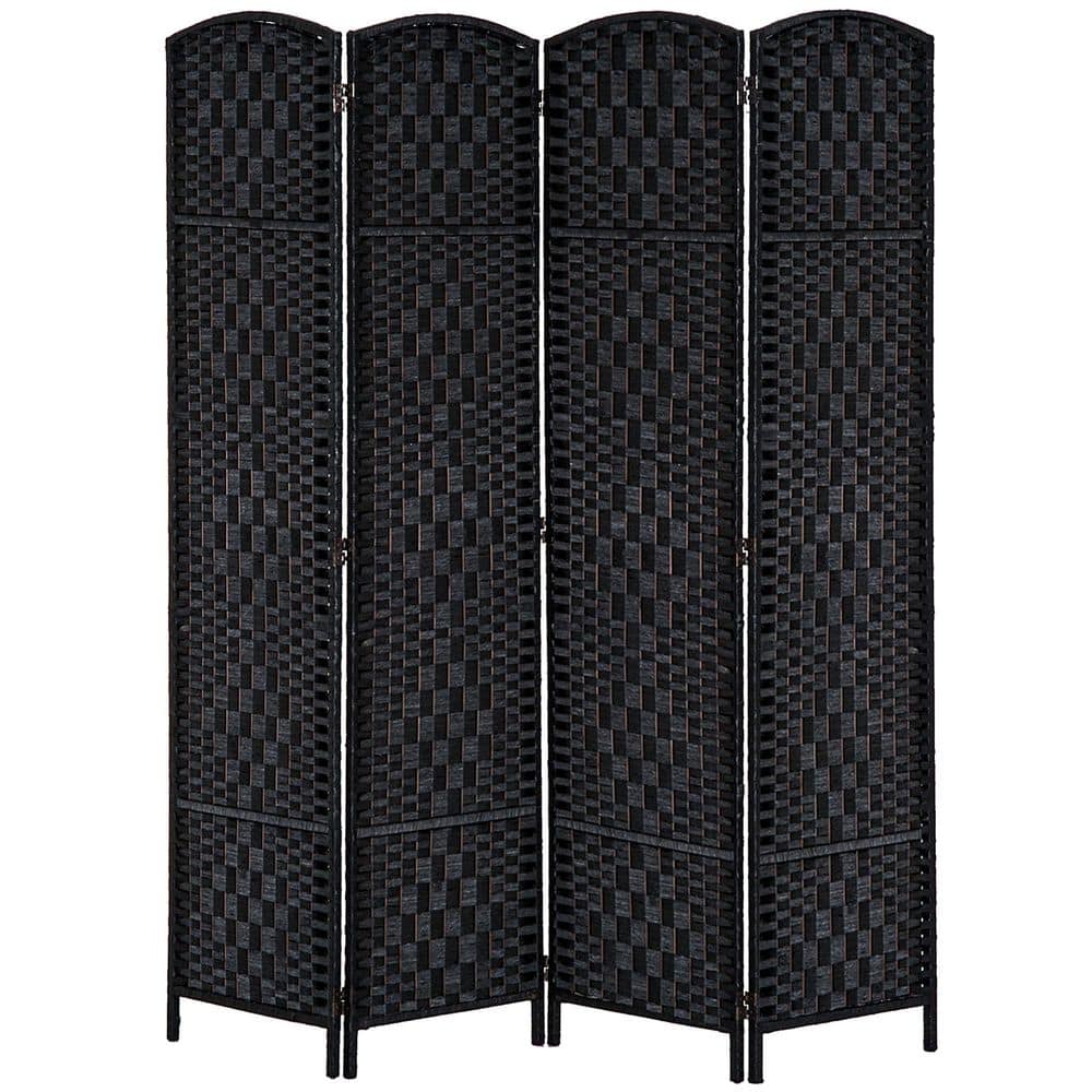 maocao hoom 70 in. Wood Wicker Weave 4 Panel Room Divider Privacy ...