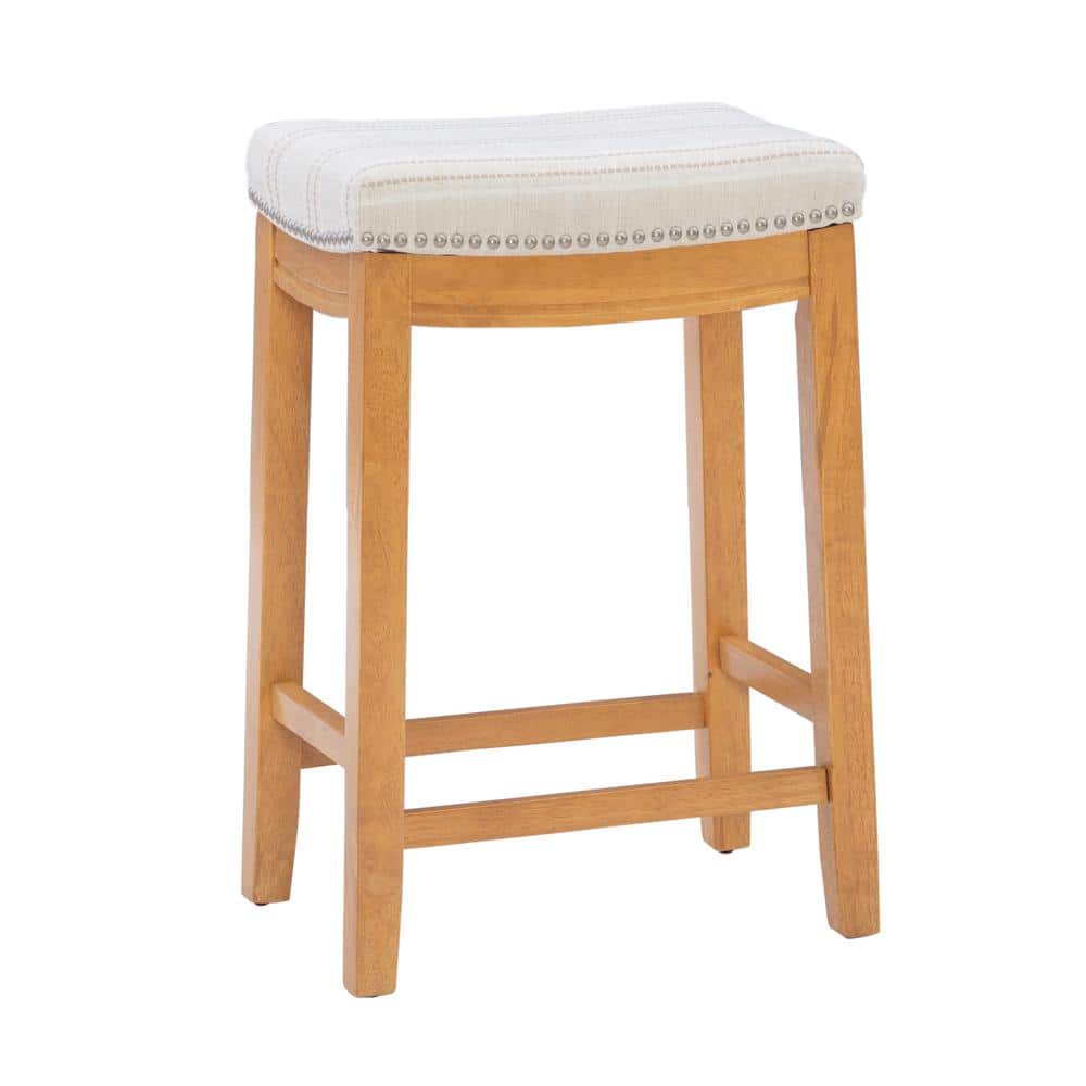 Concord 26.5 in. Rustic Brown and Natural Stripe Backless Wood Counter Stoo