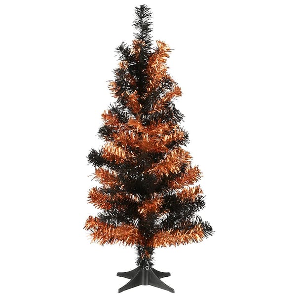 2 ft. Halloween Black and Orange Tinsel Tree