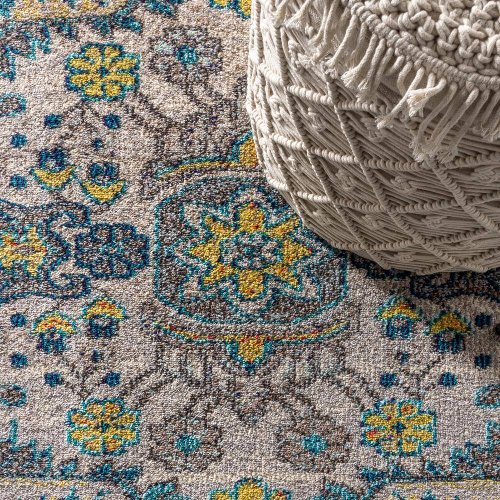 5'x8' Blue Synthetic Medallion Reversible Area Rug
