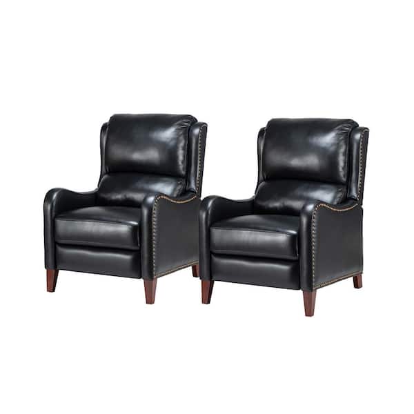 Hyde Black Leather Standard (No Motion) Manual Recliner (Set of 2)