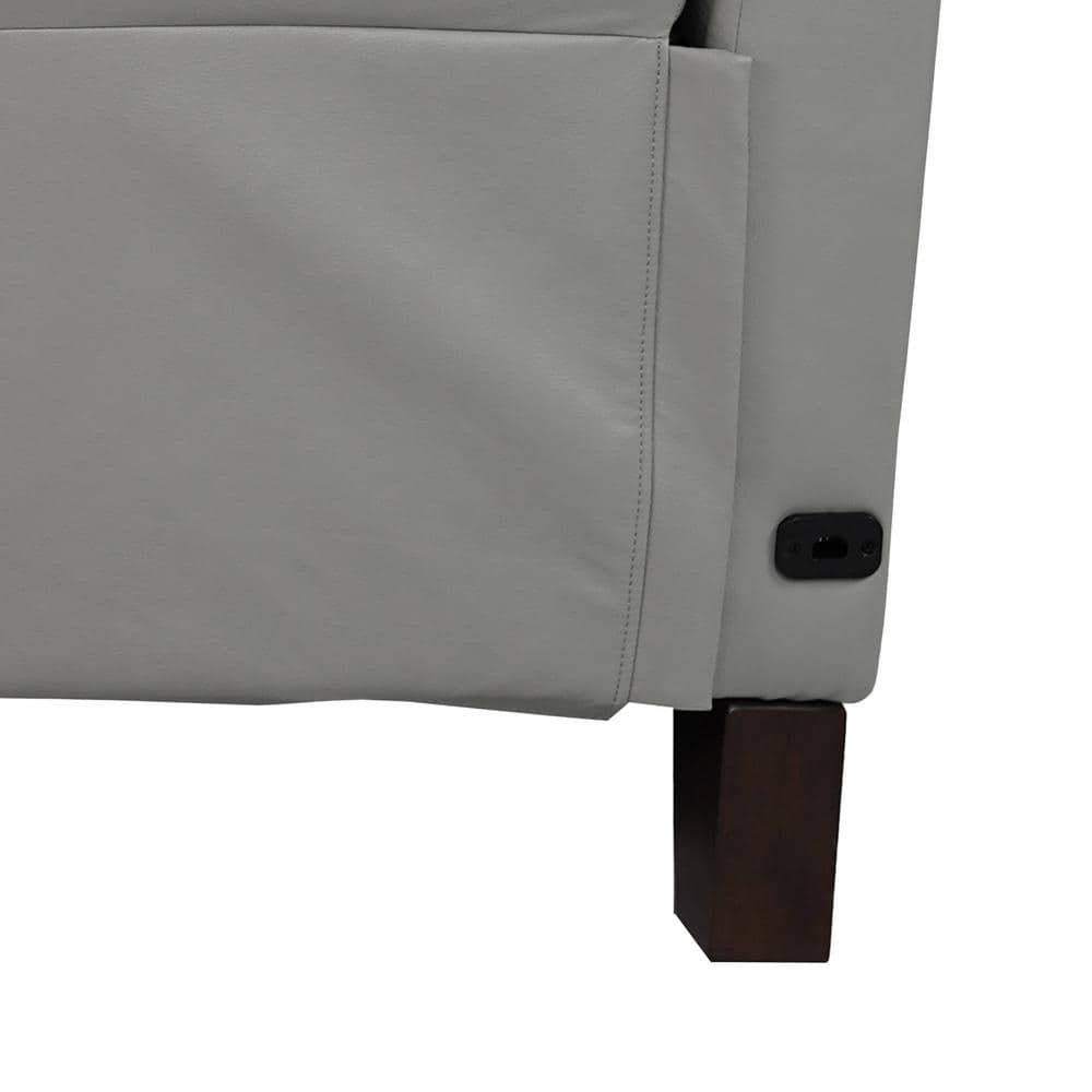 Felicity 84" Silver Faux Leather Reclining Sofa with USB Ports