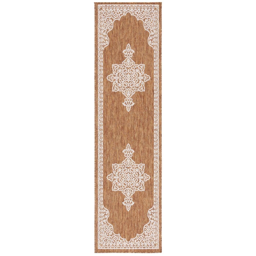 Beach House Brown/Ivory 2 ft. x 8 ft. Border Ornate Medallion Indoor/Outdoor Runner Rug price history on PriceWatchPro