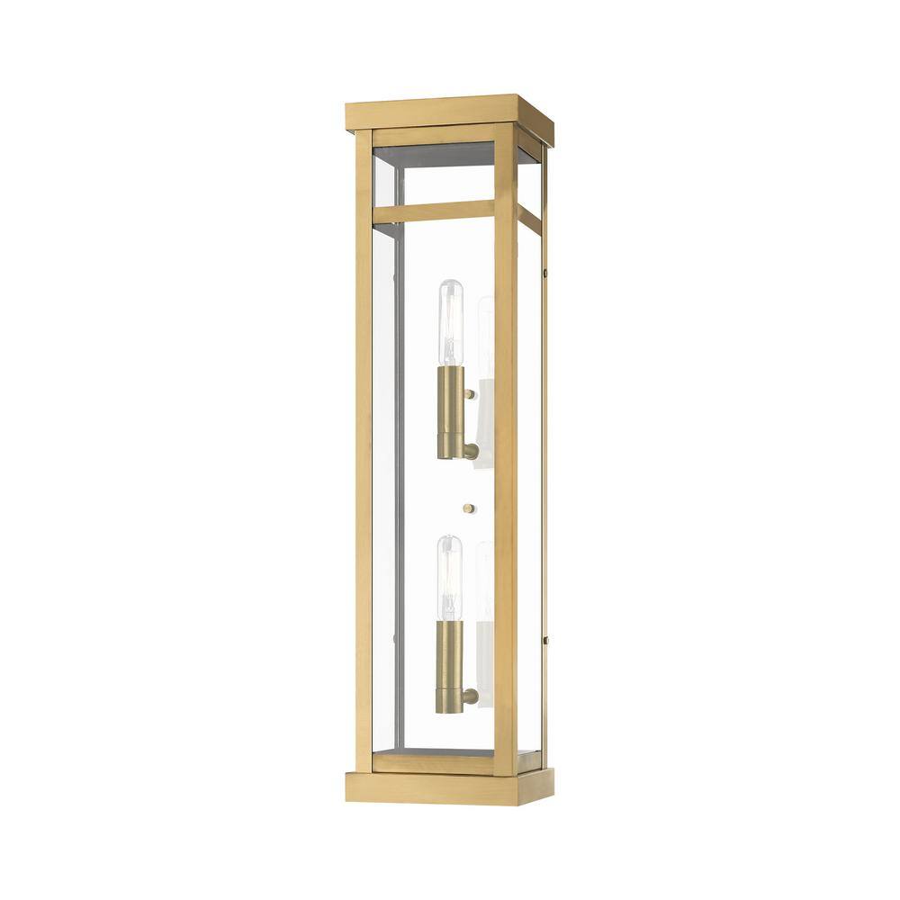 Elegant Antique Brass Dimmable Lantern Sconce with Clear Glass