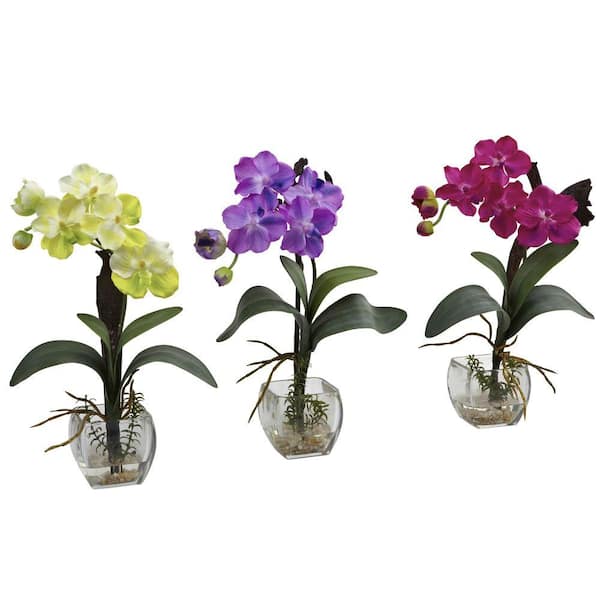 Nearly Natural Mini Vanda Orchid Arrangement (Set of 3)