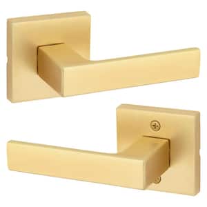 Singapore Satin Brass Square Hall Closet Door Handle Featuring Microban Antimicrobial Protection