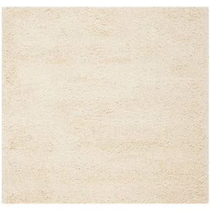 California Shag Ivory 4 ft. x 4 ft. Square Solid Area Rug