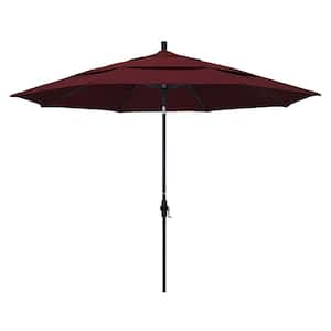 11 ft. Aluminum Collar Tilt Double Vented Patio Umbrella in Burgundy Pacifica