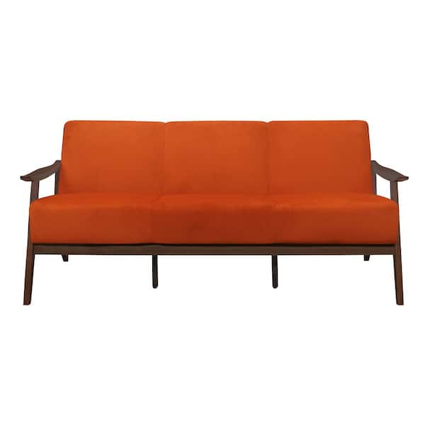 EVERGLADE HOME Lonita 73 in. Slope Arm Velvet Straight in Orange
