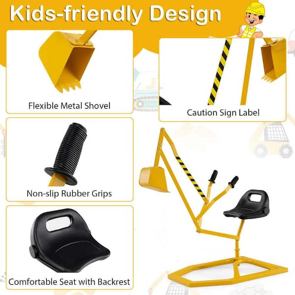 Gymax Sand Digger for Kids w/2-Handed Controls Flexible Shovel 360
