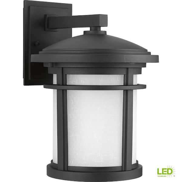 Wish Collection 1-Light Outdoor Textured Black LED Hanging Lantern 