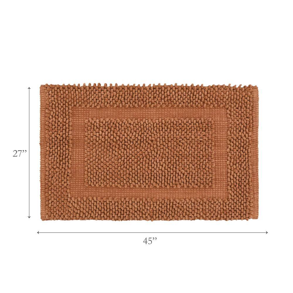 Burnt Orange Cotton Chenille Non-Slip Bath Mat 27" x 45"