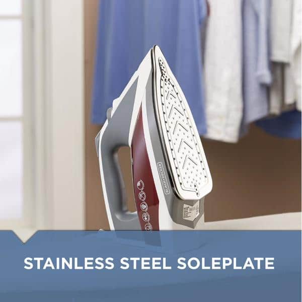 Vitessa Advanced Red and White Steam Iron with Nonstick Soleplate