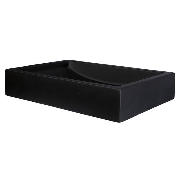 Eden Bath 22 in. Shallow Wave Concrete Rectangular Vessel Sink in Charcoal
