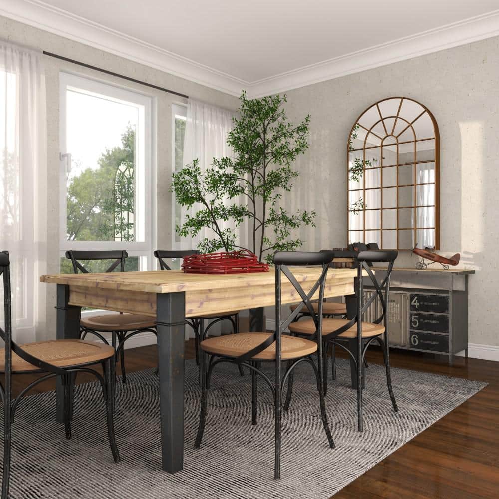 Bronze Arch Windowpane Full Length Wall Mirror
