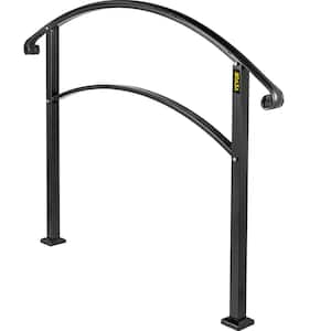 Handrails Fit 1 to 3 Steps Stair Railing Wrought Iron Handrail Front Porch Hand Rail for Outdoor Steps, Black